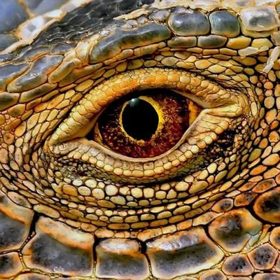Фото змеиного глаза с захватывающим цветочным фоном