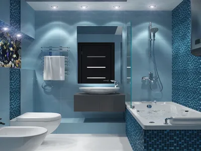 Фото голубой ванной комнаты в хорошем качестве