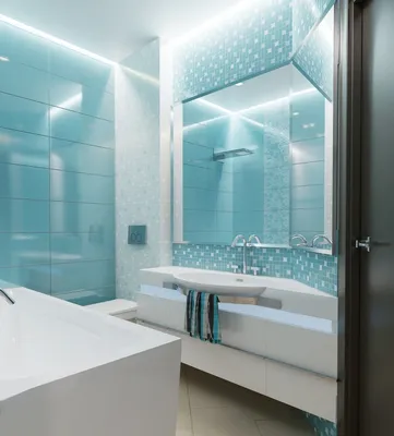 Фото голубой ванной комнаты для дизайнеров