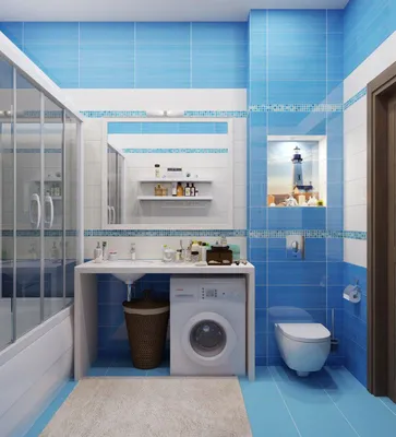 Фото голубой ванной комнаты в Full HD