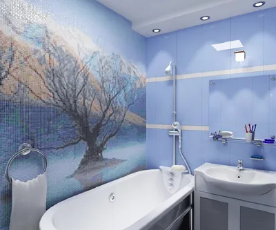 Картинка голубой ванной комнаты