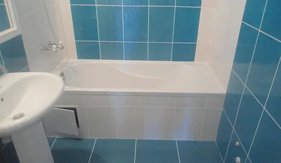 HD фото голубой ванной комнаты