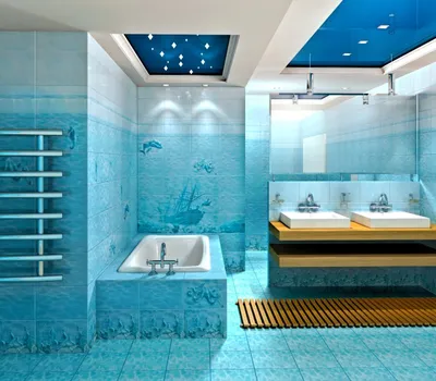Фото голубой ванной комнаты в формате png
