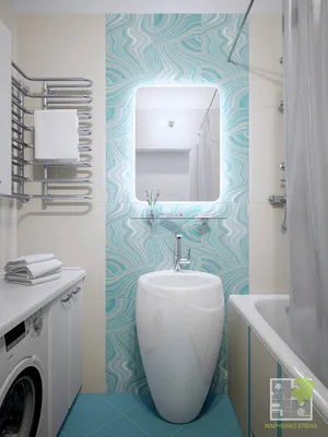 Красивая голубая ванная комната на фото