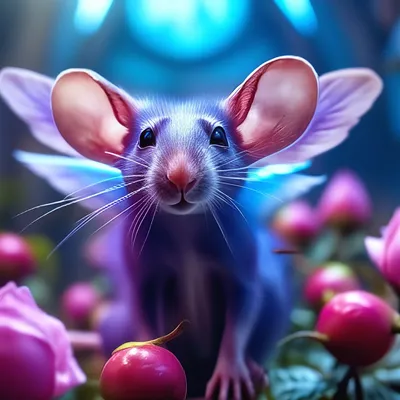Изображение голубой крысы с эффектом зеркального отражения