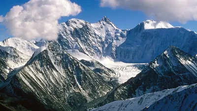 Картинка альпийского пейзажа с Горой Белуха Алтай