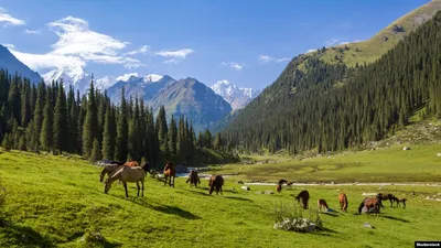 Массивные горные пейзажи Тянь Шань - невероятные картинки для фона