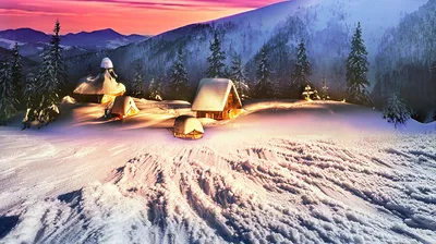 Фотография величественных гор в снежном покрове