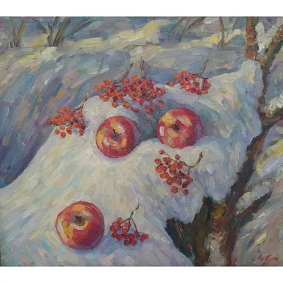 Зимний декор: уютные кадры с яблоками на снегу
