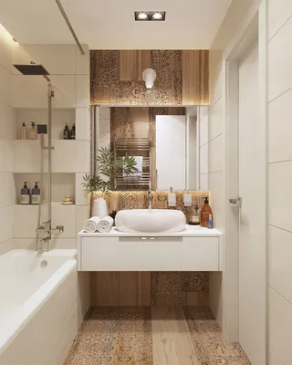Фото интерьера для маленькой ванной комнаты в стиле арт HD
