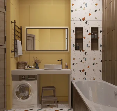 Фото интерьера для маленькой ванной комнаты в стиле арт для скачивания