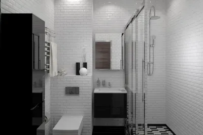 Интерьер ванной комнаты с душевой кабиной совмещенной с туалетом фото