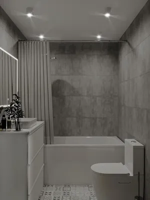 Интерьер ванной комнаты с душевой кабиной и туалетом: скачать бесплатно