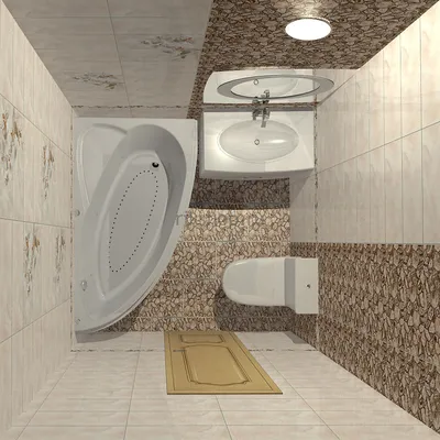 Просторная ванная комната совмещенная с туалетом (4 кв м)