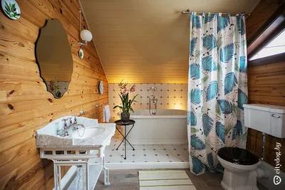9) Фото ванной комнаты в деревянном доме: красивые изображения