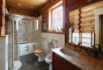 12) Фото ванной комнаты в деревянном доме: лучшие изображения