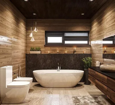 Интерьер ванной комнаты в деревянном доме: уют и естественность