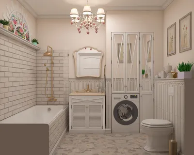 Интерьер ванной комнаты в деревянном доме на фото