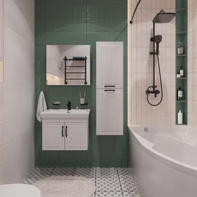 Изображение интерьера ванной комнаты в обычной кварте