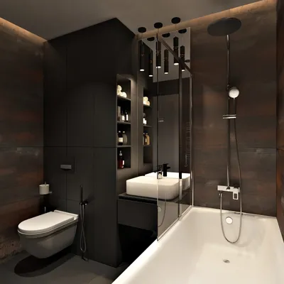 Интерьер ванной комнаты с использованием стекла и хрома