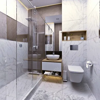 Интерьер ванной комнаты с использованием ярких цветов и геометрических узоров