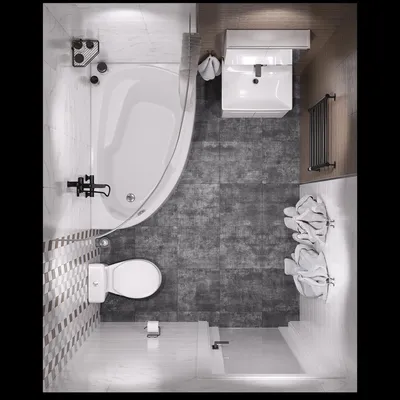 Изображение интерьера совмещенной ванной комнаты в 4K разрешении