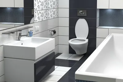 Изображение интерьера совмещенной ванной комнаты в HD качестве