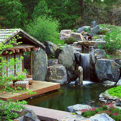 Искусственные водопады в саду: бесплатно загружайте фото в HD качестве