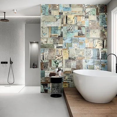 Арт-фото ванной комнаты с итальянской плиткой
