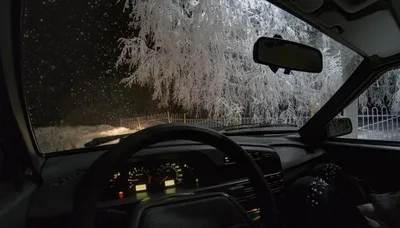 Зимний Закат: Из окна машины вечером