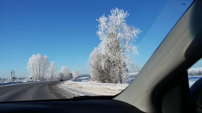 Зимний Холод: Картинка из окна авто в PNG