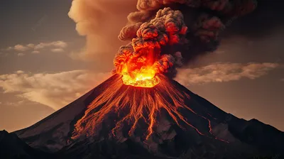 Огненное шоу природы: фото вулканического извержения.