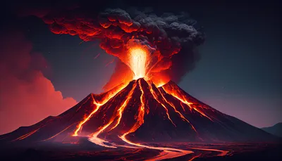 Фон извергающегося вулкана Full HD