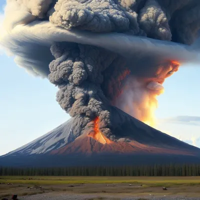 Фотк извергающегося вулкана