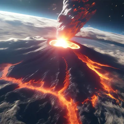 Рисунок вулканичкой активности из космоса