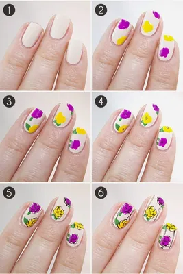Как рисовать розы на ногтях шаг за шагом: фото png