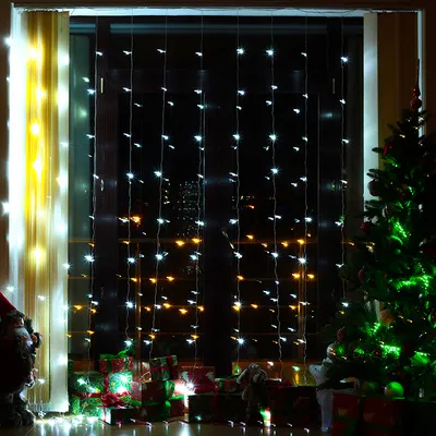 Как украсить окно гирляндой на новый год фотографии