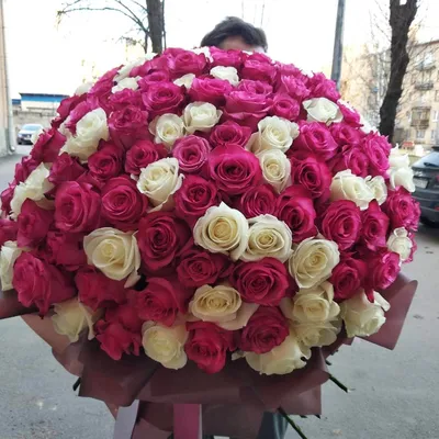 Удивительное изображение прекрасного букета из 101 розы