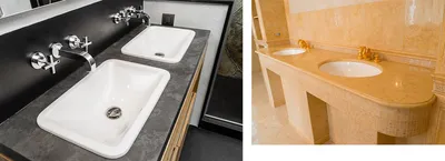 Каменная столешница в ванной: фотографии с примерами дизайна