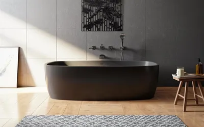 Фото каменной ванны с дизайном в стиле минимализма