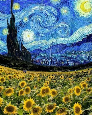 Фотография картины Ван Гога Подсолнухи - истинное произведение искусства