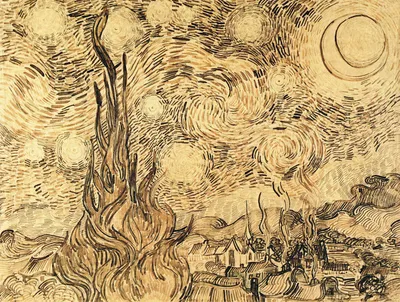 Фотография картины Звездная ночь Ван Гога: волшебство звездного света