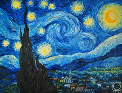 Фотография картины Звездная ночь Ван Гога: волшебство звездного неба