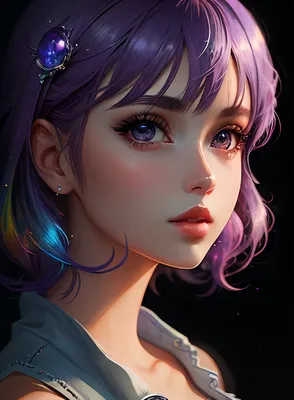 4K фото аниме девушек с фиолетовыми волосами