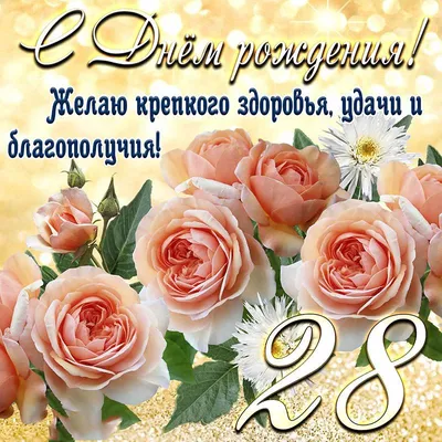 Поздравления с Днем Рождения 28 Лет - выберите формат скачивания: JPG, PNG, WebP