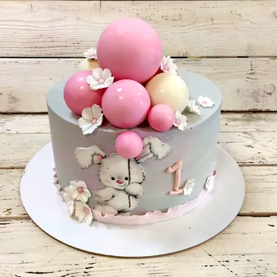 Фото с Днем Рождения: Картинка с тортом и шариками