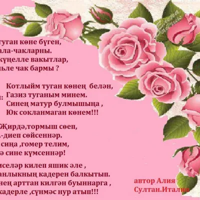 Скачать бесплатно фото с Днем Рождения женщине на татарском языке в хорошем качестве
