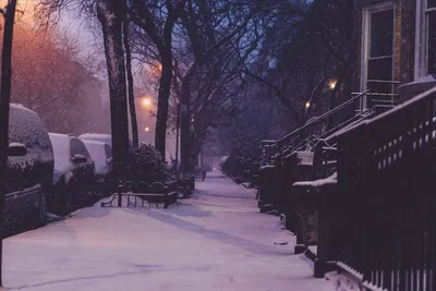 Фотоарт зимнего вечера в городе