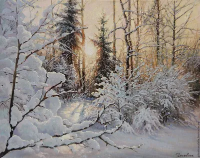 Изображения зимы в стиле масляной живописи