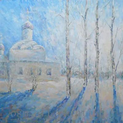 Изображения зимнего пейзажа в масляной технике